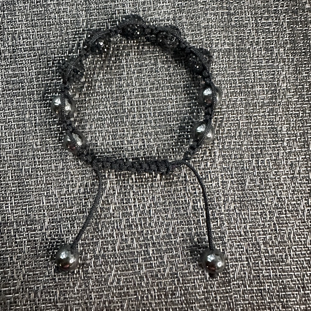 Pave Black Crystal Beaded Bracelet